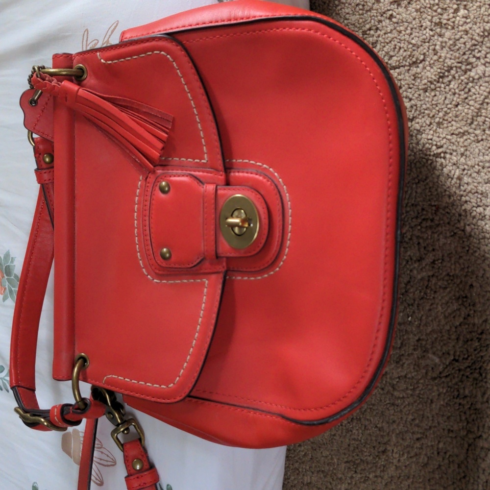 Coral coach purse